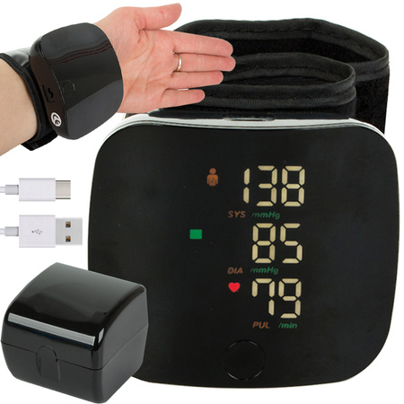 Elektronický zápěstní monitor krevního tlaku lcd pouzdro akustické usb
