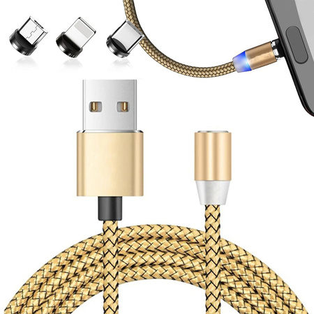 Magnetický nabíjecí kabel 3w1 micro typ-c usb lightning 1m