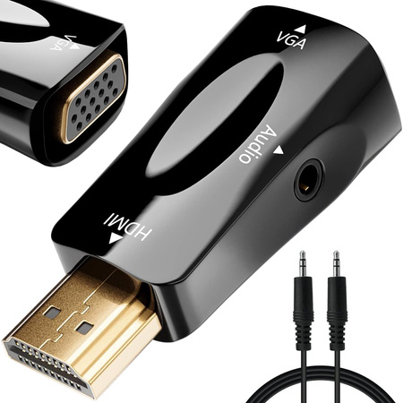 Převodník adaptér z hdmi na vga d-sub audio mini jack