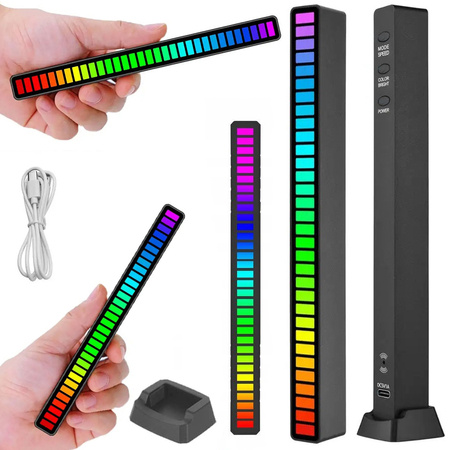 Usb led diody zvuková odezva vícebarevný neonový rgb led pásek bliká 18 režimů