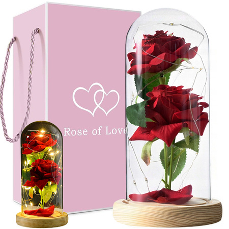 Věčná růže ve skle červená vedla dárek svítící pro příležitost pro ženy