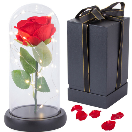 Věčná růže ve skleněném dárkovém svítícím boxu
