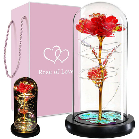 Věčná růže ve skleněném dárku vedla rgb svítící červené sklo pro tuto příležitost