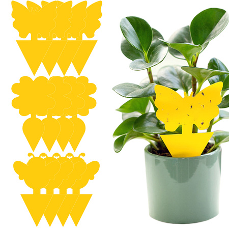 Žluté nálepky na květináče žluté lepivé na šupinatý hmyz ovocné mušky 12 ks