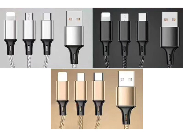 3v1 usb kabel pro iphone micro usb type-c 1,2 m