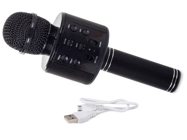 Bluetooth bezdrátový mikrofon karaoke reproduktor hlasový modulátor kulatý