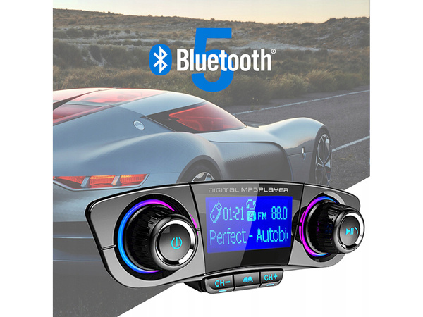 Fm vysílač bluetooth usb 5.0 multifunkční 8v1