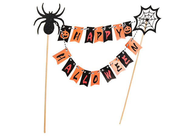 Halloweenská dekorace na dort cupcake picker topper girlanda papír