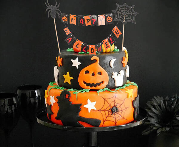 Halloweenská dekorace na dort cupcake picker topper girlanda papír