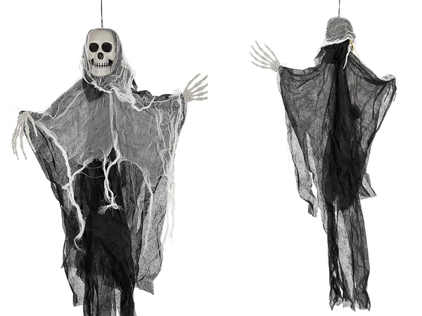 Halloweenská dekorace závěsná dekorace duch kostra smrt lebka 80 cm