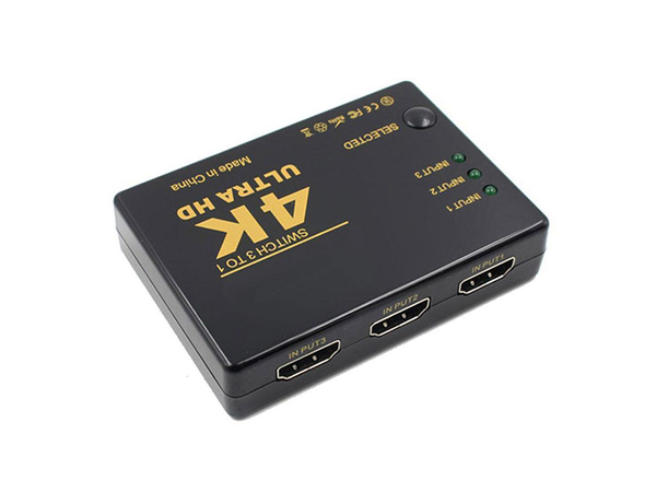 Přepínač rozbočovač 3x na 1 hdmi 4k uhd dálkové ovládání ir