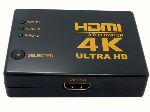 Přepínač rozbočovač 3x na 1 hdmi 4k uhd dálkové ovládání ir