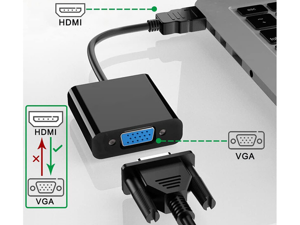 Převodník adaptér hdmi na vga d-sub kabel černý