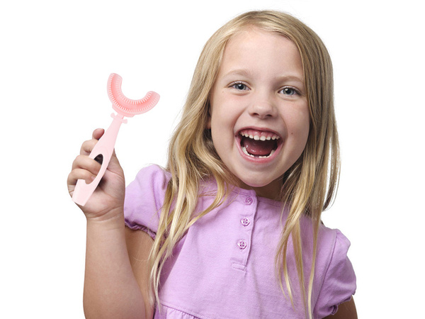 Silikonový manuální zubní kartáček pro děti písmeno u 360