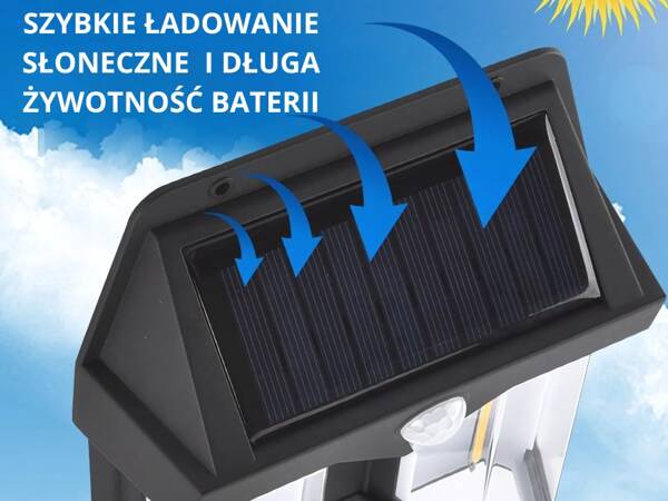 Solární lampa se soumrakovým senzorem pohybu 3 režimy vodotěsná 1200 lm