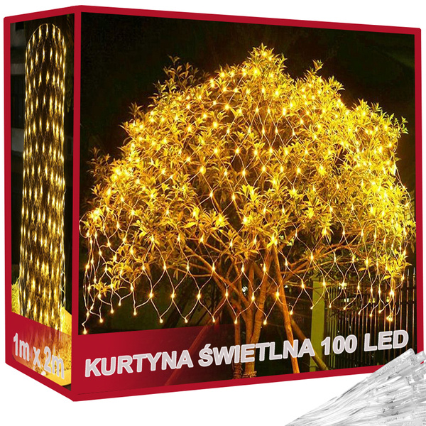 Světelná clona 100 led vánoční světla exteriér teplá bílá 1x2m