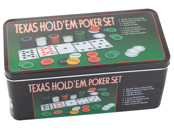 Texas poker set žetony 200ks karet podložka