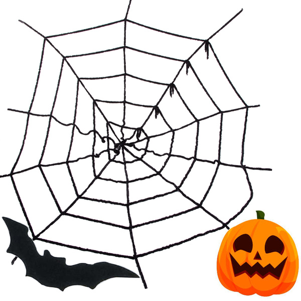 Umělá velká pavučina černá halloweenská dekorace