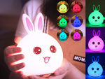 Dětské led noční světlo králík dotek rgb