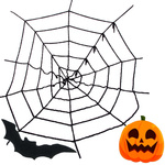 Umělá velká pavučina černá halloweenská dekorace
