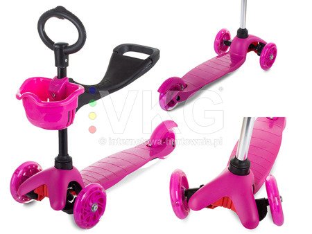 3-wheel balancing scooter 3in1 led pink