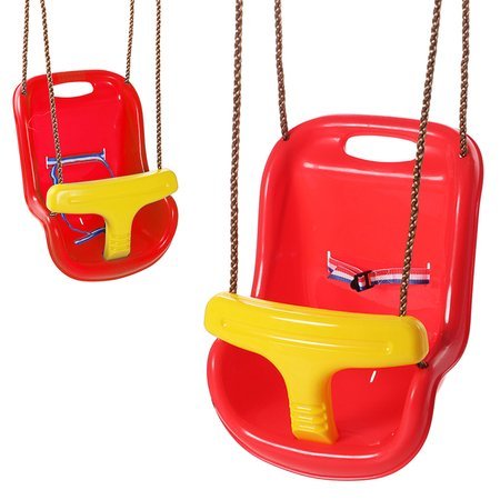 Bucket swing safety seat with straps