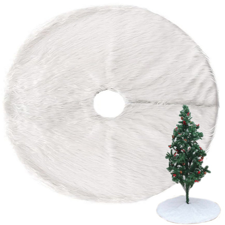 Christmas tree mat white furry 90 cm round