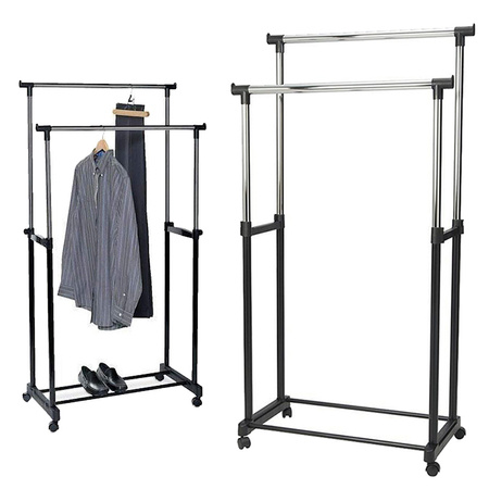 Clothes rack on wheels double large for bedroom hallway