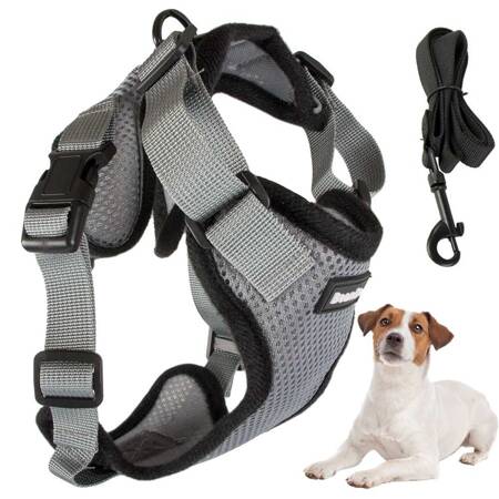 DOG HARNESS M PRESSURE-FREE GREY (100) GAB_A