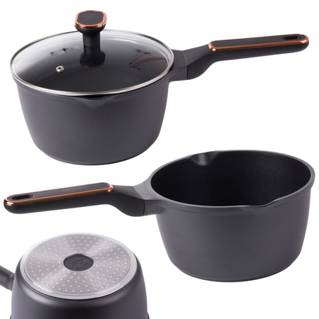 Deep pot with lid induction gas non stick coating 3l