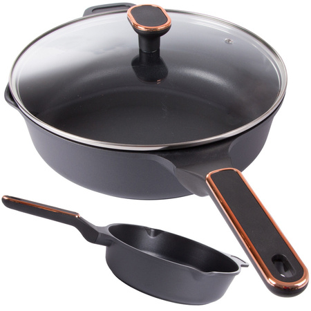Deep saucepan with lid induction gas non stick coating 4l