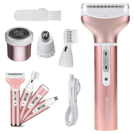 Depilator women's body shaver legs trimmer 4in1 interchangeable tips usb