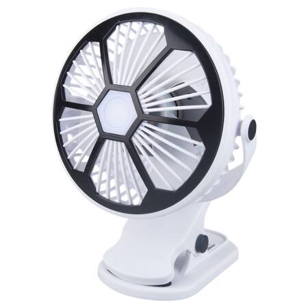 Desk fan standing clip-on fan with light 3 rechargeable modes