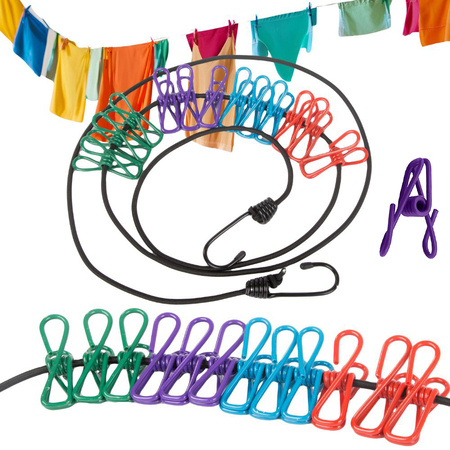 Elastic laundry line 12 clips laundry clips tourist