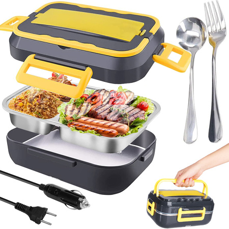 Electric lunchbox heated container for work truck lunches