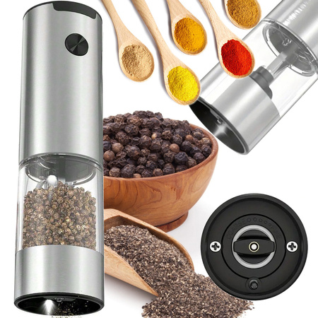 Electric salt and pepper grinder with adjustable coarseness control