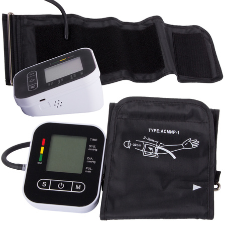 Electronic upper arm blood pressure monitor lcd display arrhythmia battery pack