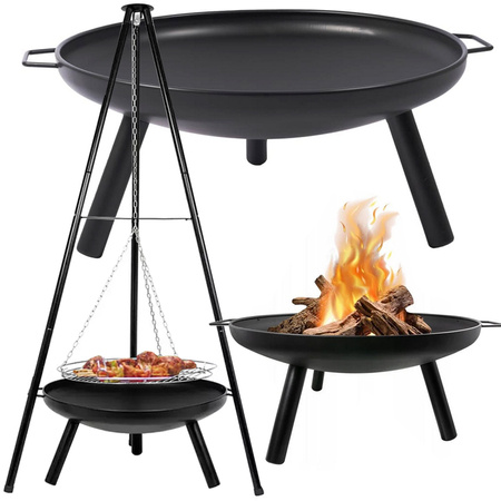 Garden fireplace large tripod stand grate hanging grill fireplace coal