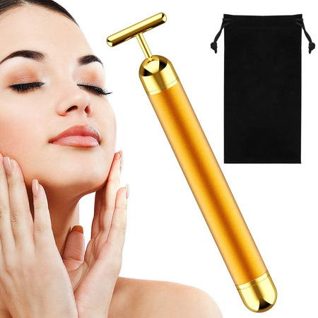 Gold bar vibrating facial massager