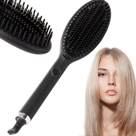 Hair straightening brush hair straightener