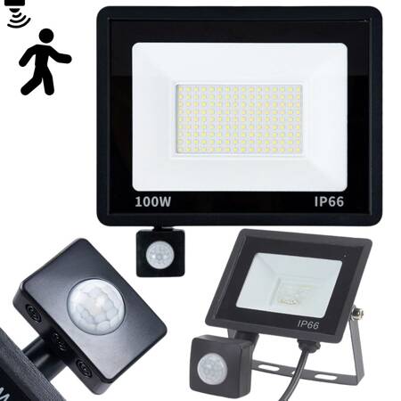 Halogen floodlight led 100w 6000k with dusk-to-dawn sensor ip66