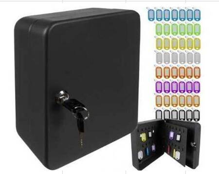 Key safe metal case lockable for 20 keys hangers with hooks