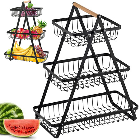 Kitchen shelf loft kitchen organiser three-storey stand with basket