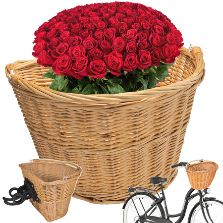 Large bicycle basket wicker bicycle basket click on handlebars roomy