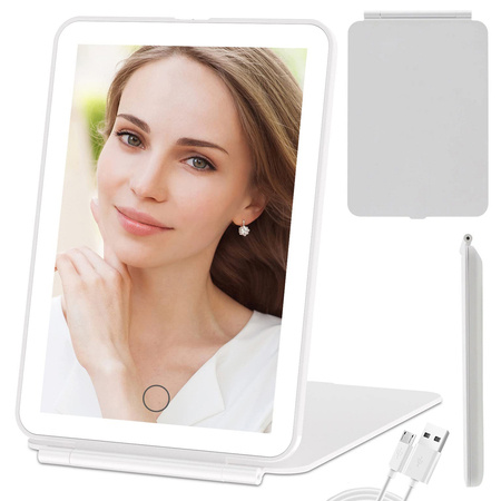 Led illuminated make-up mirror folding travel mirror