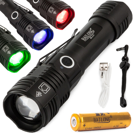 Military tactical bailong led torch zoom