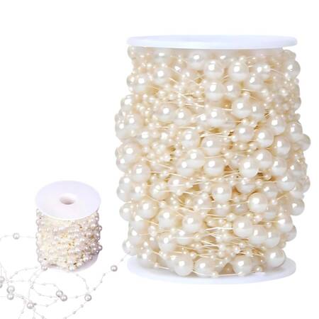 Pearl white chandelier pearls christmas tree chain beads spool 10mm 5m