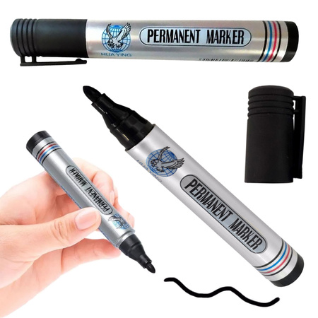 Permanent marker pen black waterproof round