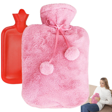 Plush rubber thermofor warmer large in cover soft fur