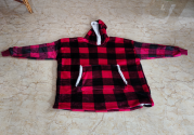 RED CHECKED BLANKET HOODIE (30)